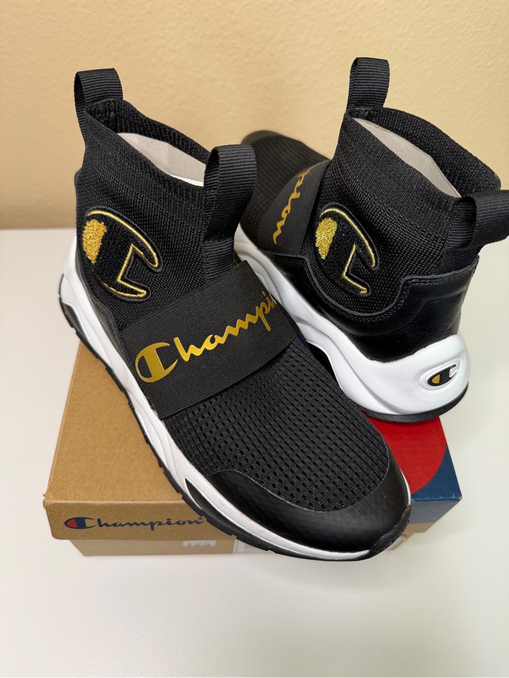 Champion women Rally pro Black and Gold Slip-On Athletic Sneakers